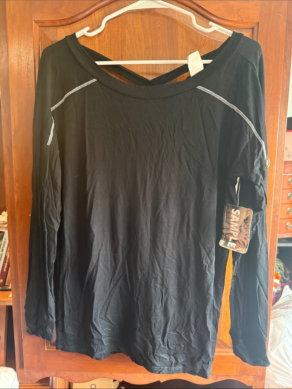 Sew In Love Black Long Sleeve Tee with Crisscross Back